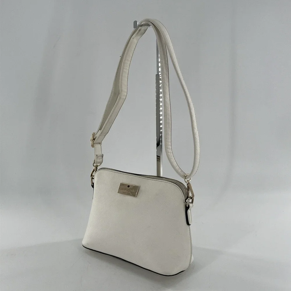 Kate Spade Zip Dome Jeanne Crossbody Saffiano Leather Meringue Cream Ivory Strap